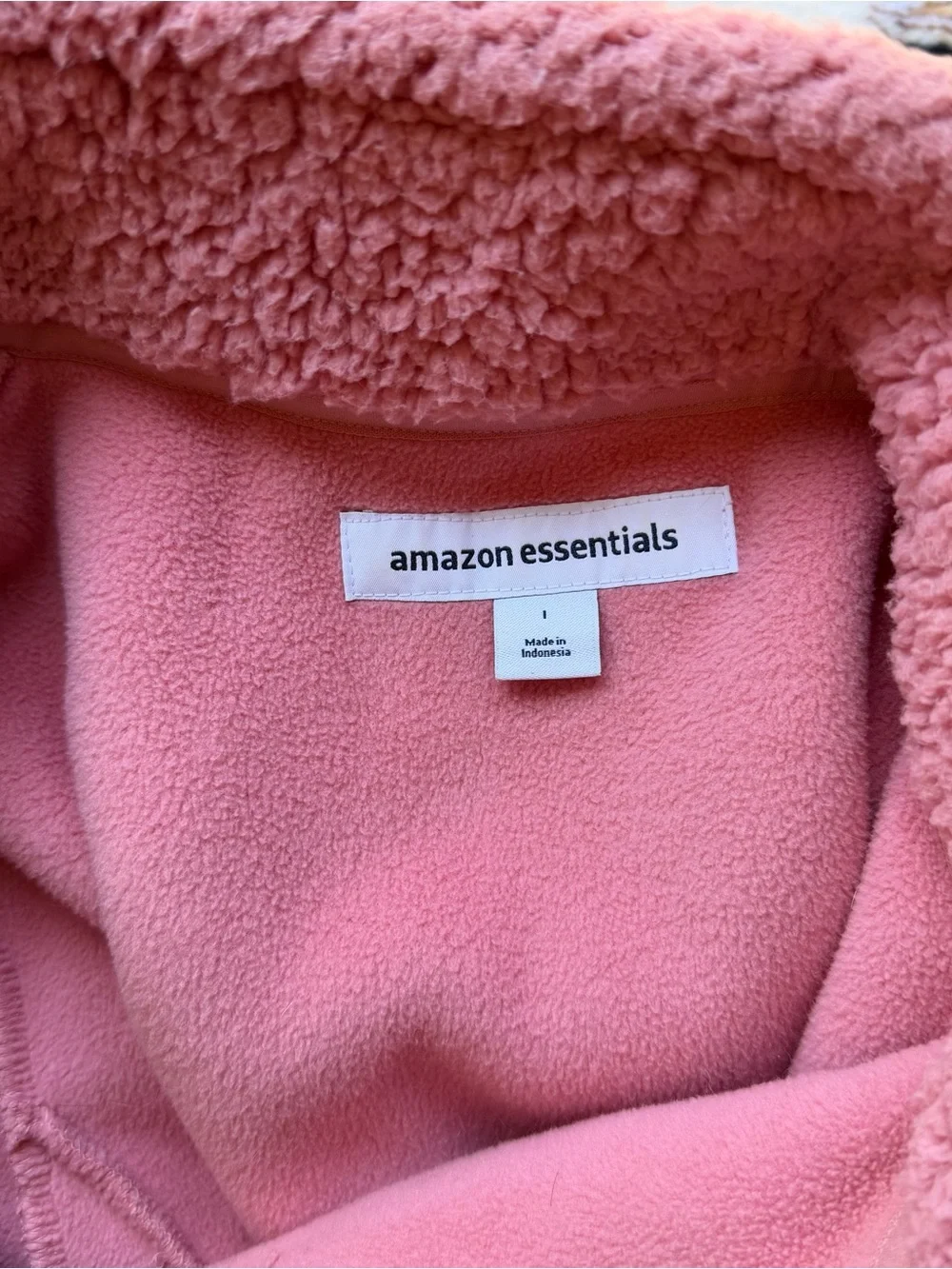 Amazon Essentials Pink Sherpa Quarter Zip Fleece Pullover Jacket 1X
